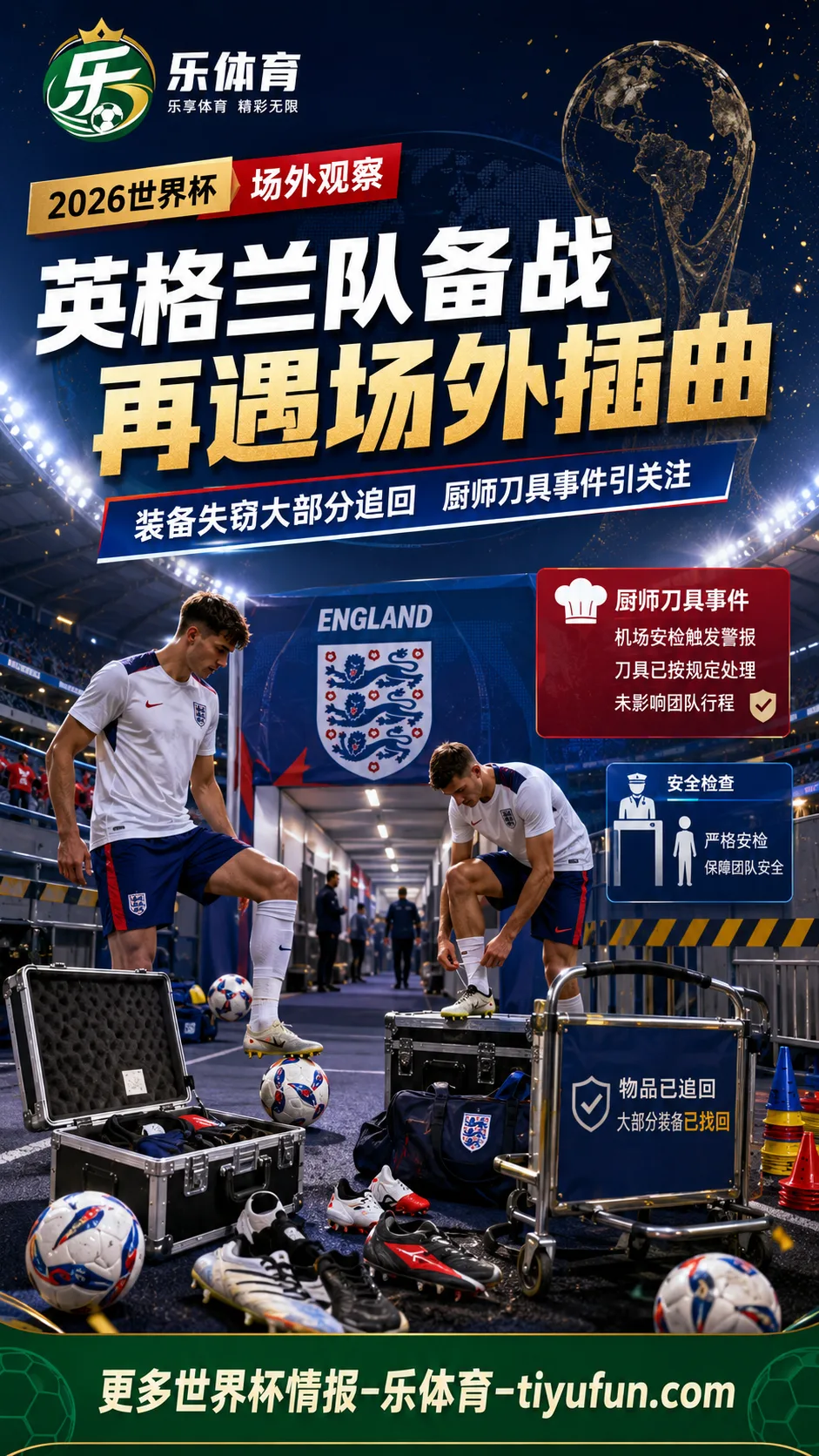 英格兰队2026世界杯备战再遇场外插曲:装备失窃大部分追回,厨师刀具事件引关注