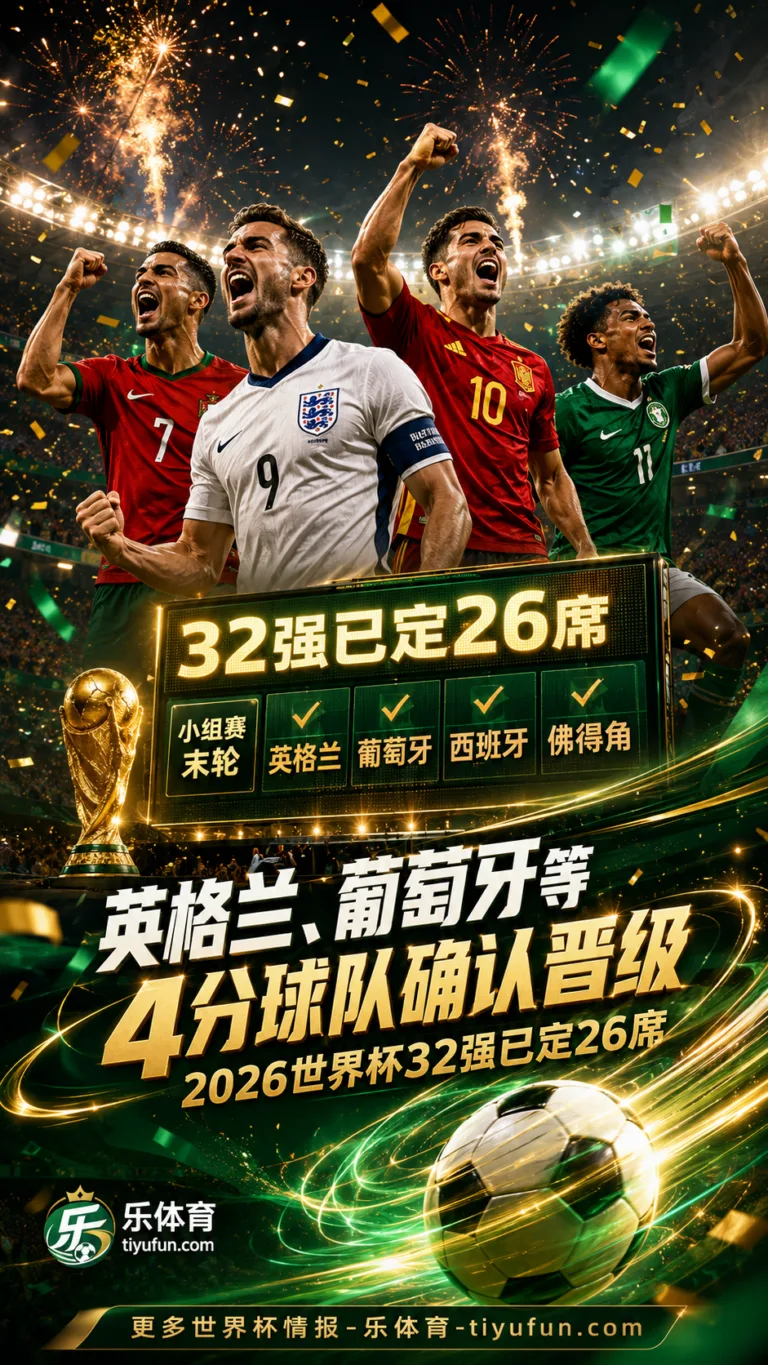 英格兰、葡萄牙等4分球队确认晋级，2026世界杯32强已定26席