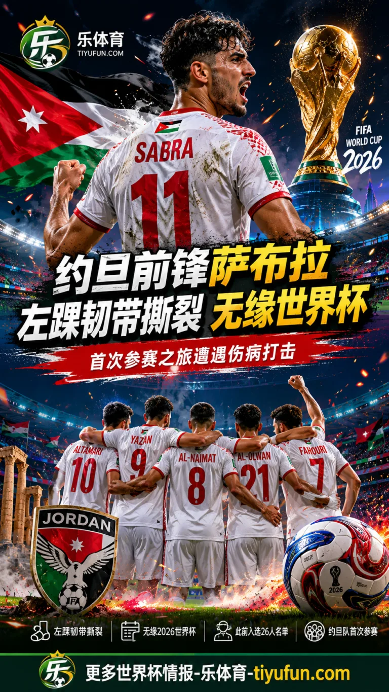 约旦前锋萨布拉左踝韧带撕裂 将缺席2026世界杯
