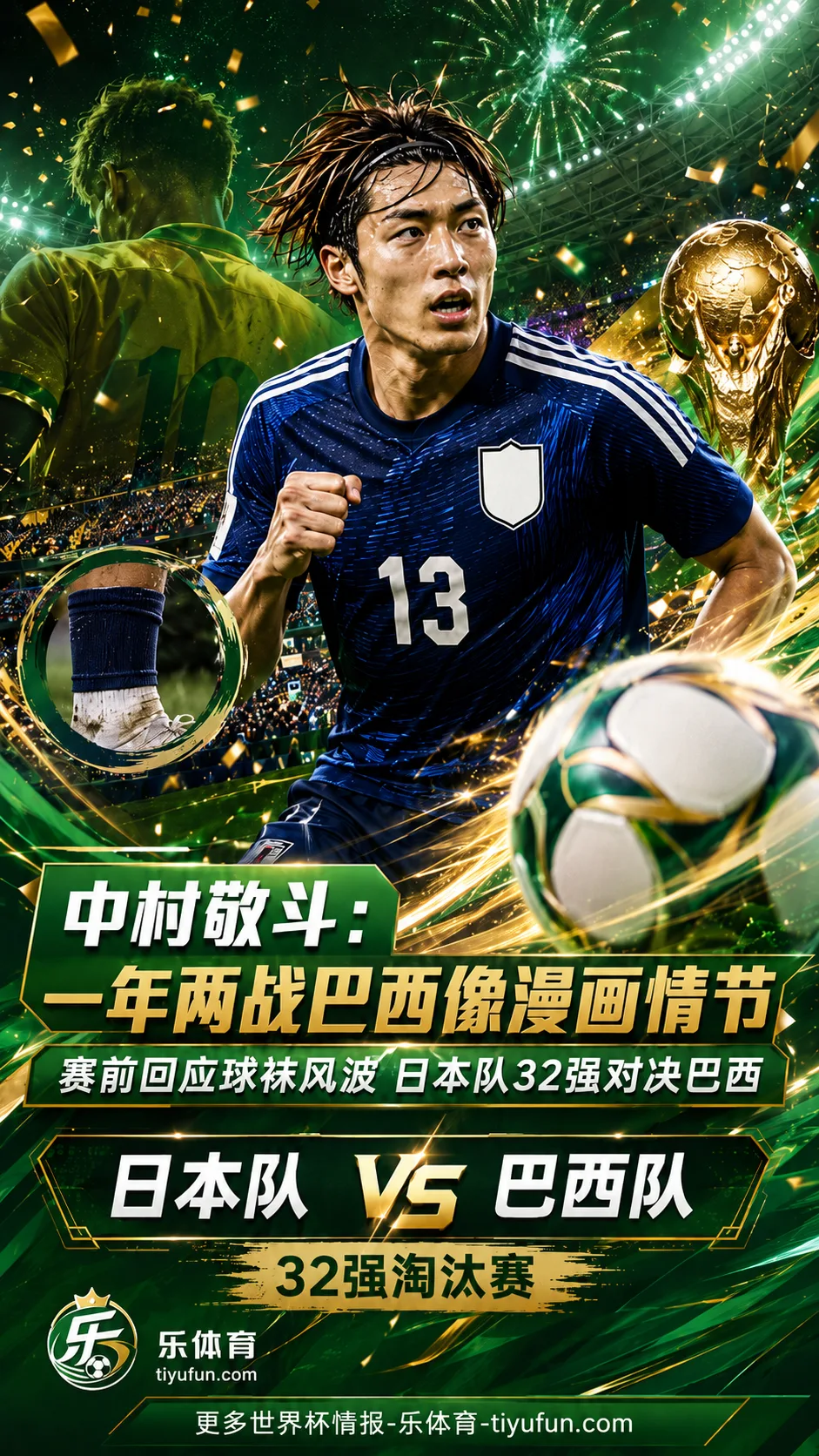 中村敬斗谈2026世界杯日本队对巴西队：一年两战像漫画情节，回应球袜风波