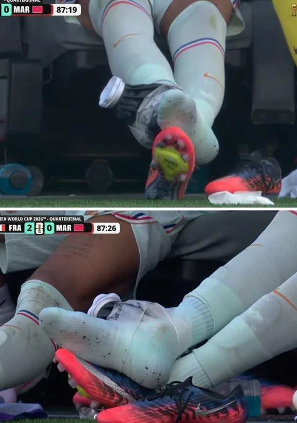 愿无大碍！姆巴佩被换下后脚踝敷冰袋，法国2-0摩洛哥晋级世界杯四强