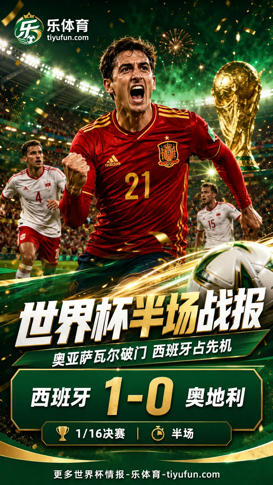 2026世界杯半场战报：奥亚萨瓦尔破门，西班牙1-0领先奥地利