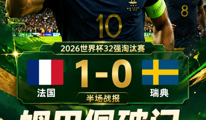 2026世界杯半场战报：姆巴佩半场破门+中柱，法国1-0领先瑞典