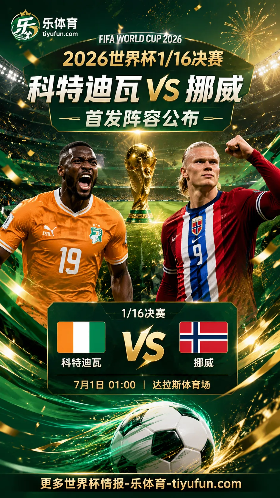 2026世界杯首发：科特迪瓦vs挪威，哈兰德厄德高领衔出战