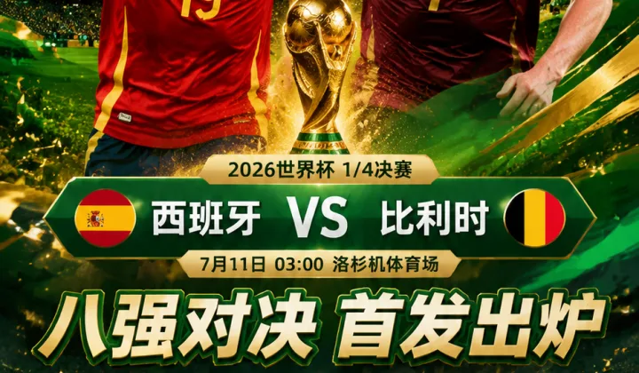 2026世界杯1/4决赛首发出炉：亚马尔、罗德里出战，德布劳内多库回归