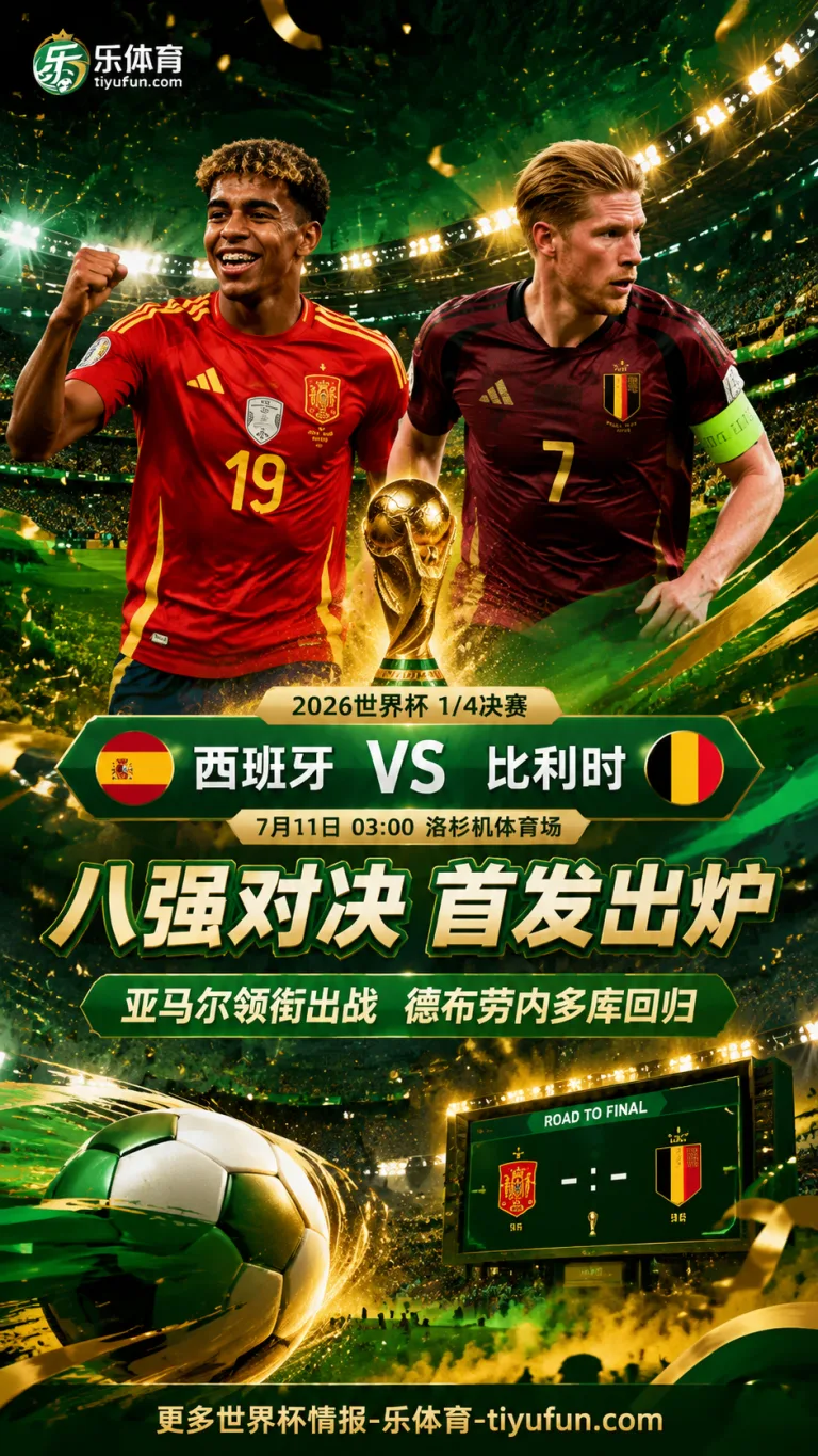2026世界杯1/4决赛首发出炉：亚马尔、罗德里出战，德布劳内多库回归