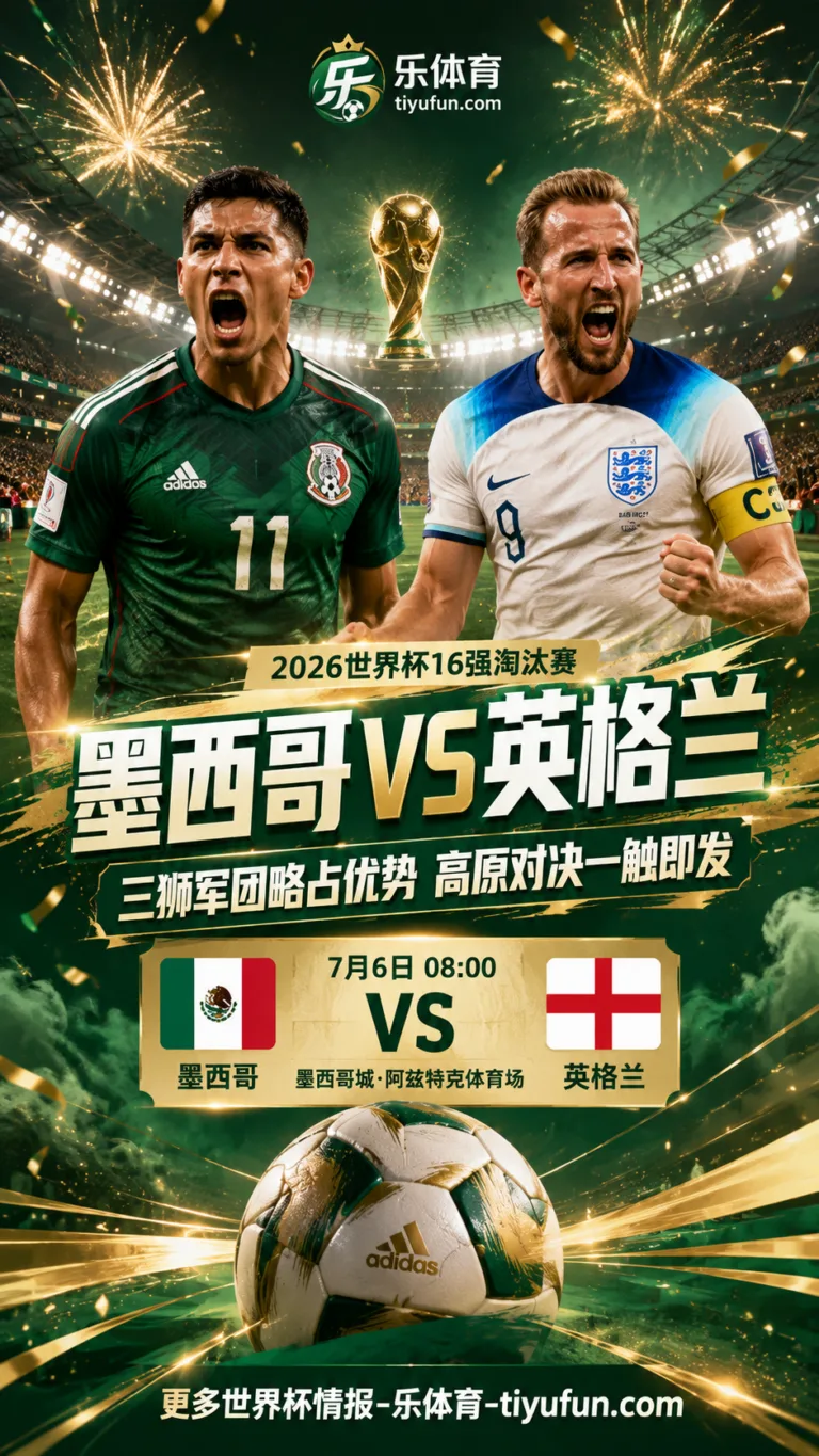 2026世界杯16强前瞻：墨西哥迎战英格兰，90分钟市场略倾三狮军团