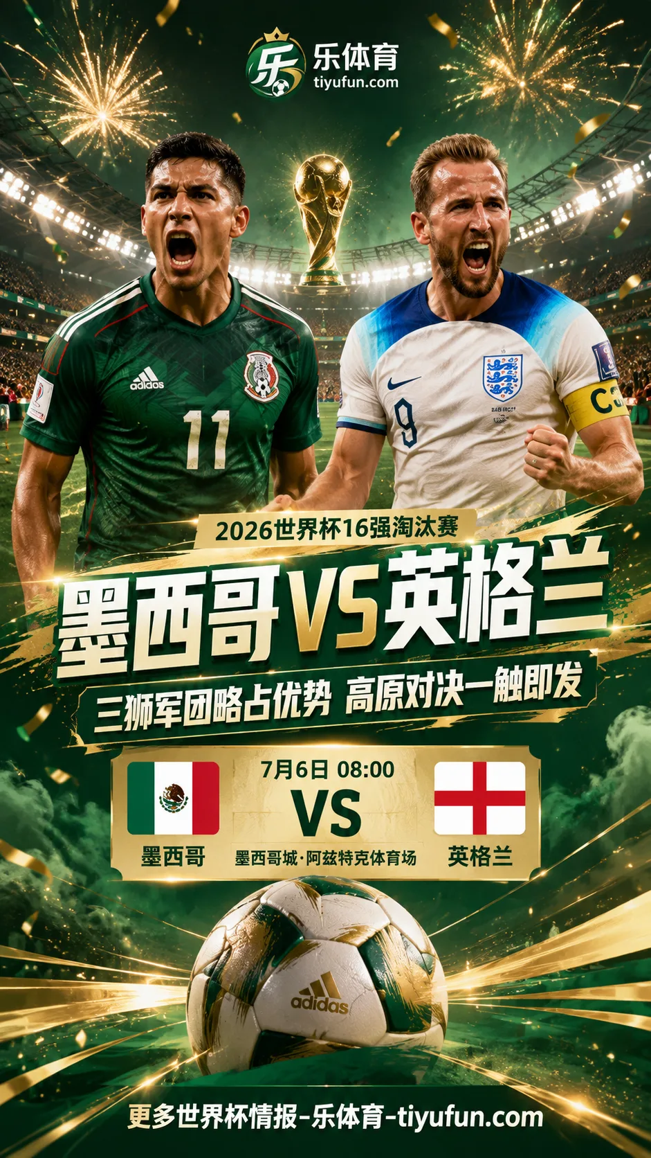 2026世界杯16强前瞻：墨西哥迎战英格兰，90分钟市场略倾三狮军团
