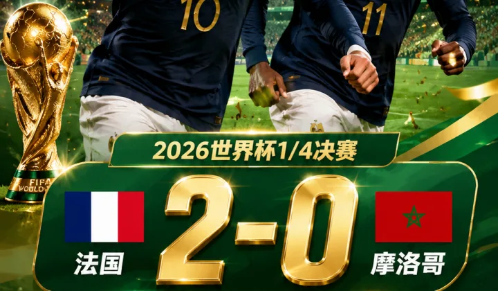 2026世界杯全场战报：法国2-0淘汰摩洛哥 姆巴佩登贝莱6分钟连入两球
