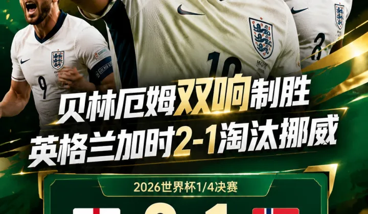2026世界杯全场战报：贝林厄姆双响，英格兰加时2-1淘汰挪威晋级四强