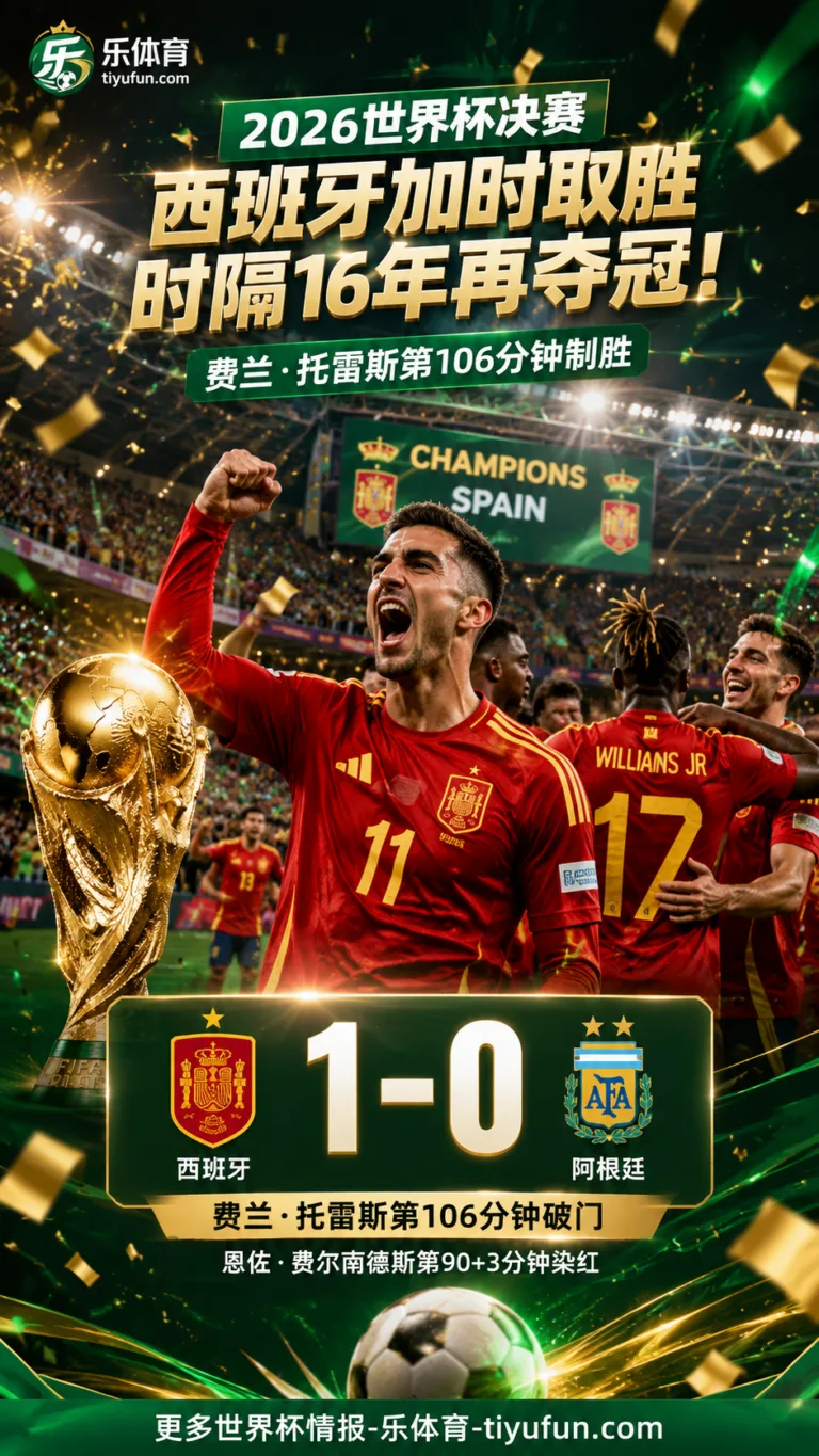 2026世界杯决赛全场战报：西班牙加时1-0阿根廷，费兰·托雷斯第106分钟制胜