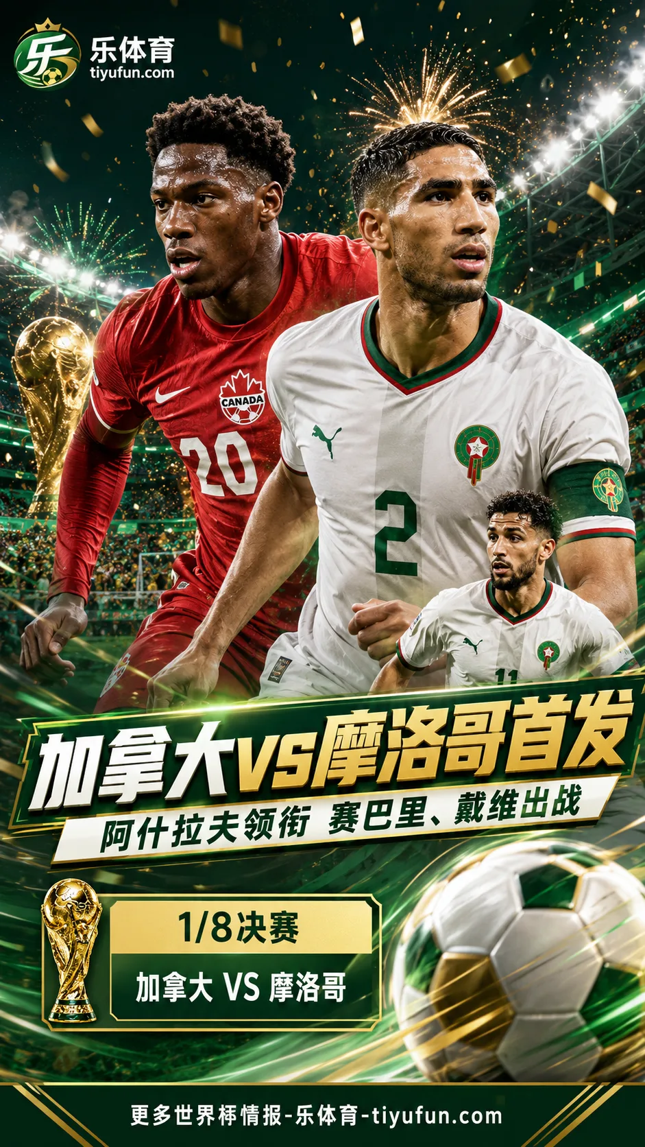 2026世界杯加拿大vs摩洛哥首发：阿什拉夫领衔，戴维斯替补