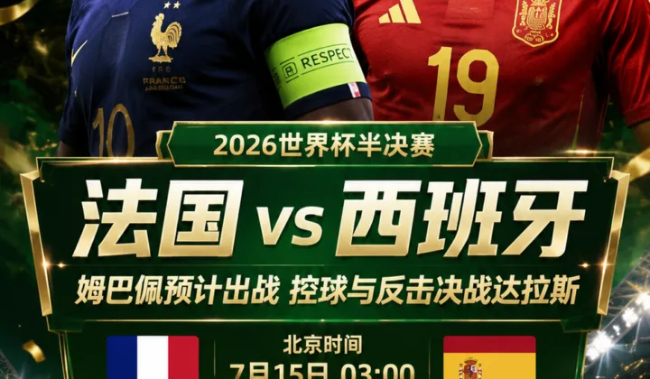 2026世界杯半决赛法国vs西班牙前瞻：姆巴佩预计出战，控球与反击决战达拉斯