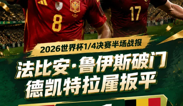 2026世界杯半场战报：法比安·鲁伊斯破门，德凯特拉雷扳平，西班牙1-1比利时
