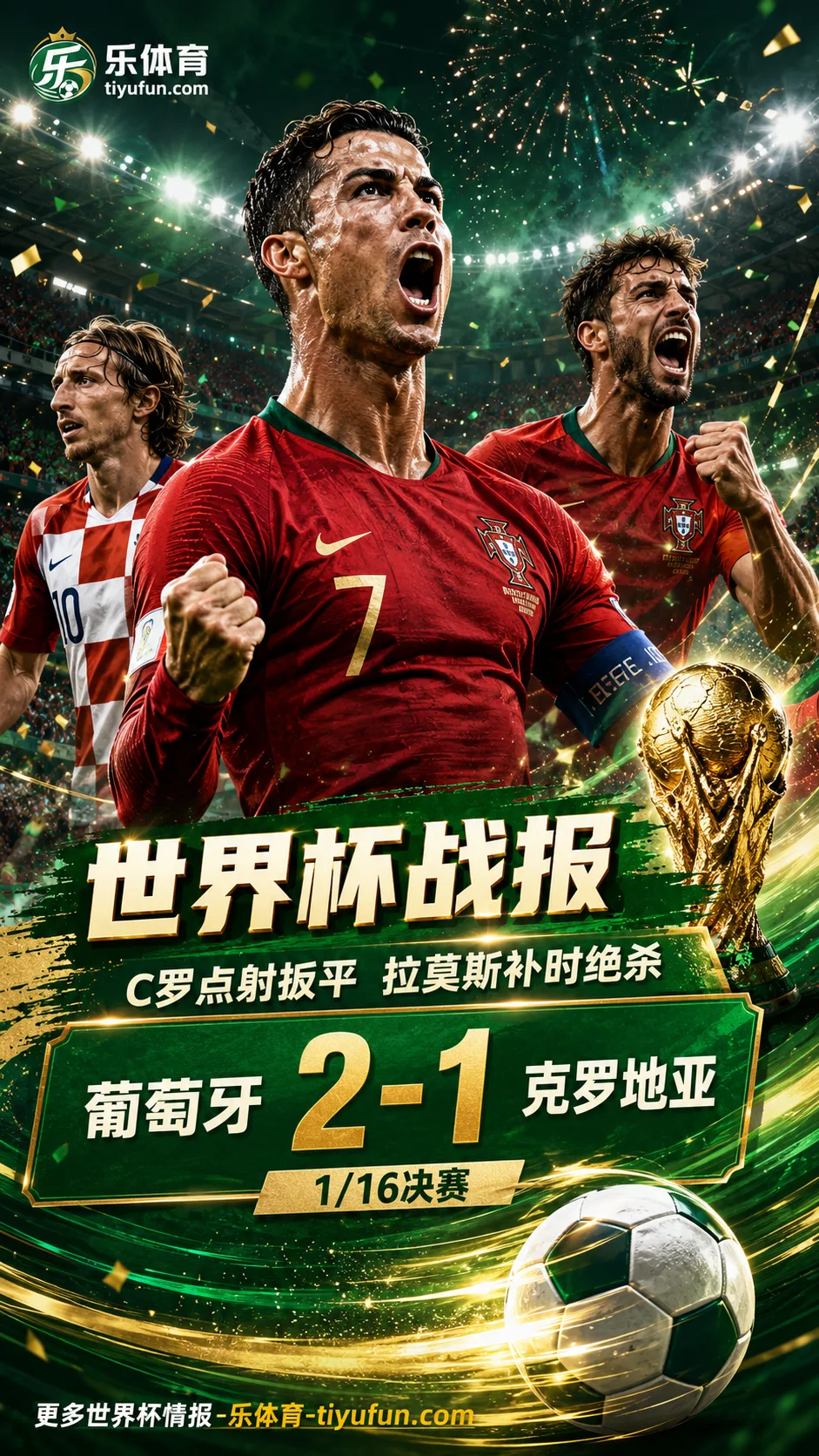 2026世界杯战报：C罗点射破荒，拉莫斯绝杀葡萄牙2-1克罗地亚