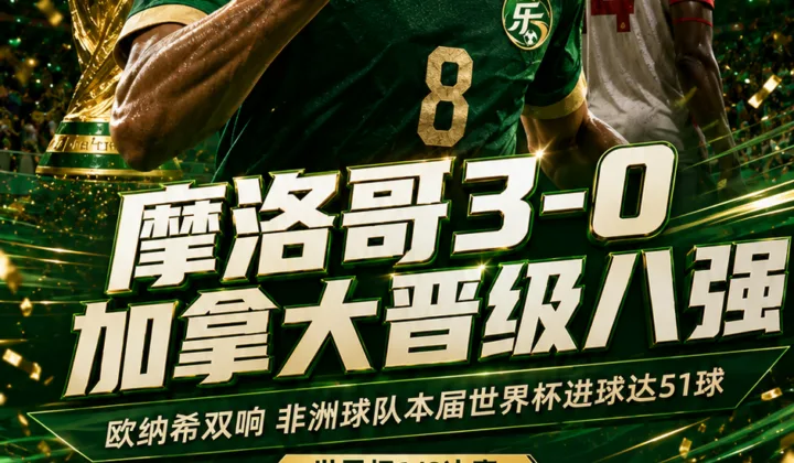 2026世界杯战报：非洲球队51球创历史，摩洛哥3-0加拿大晋级八强