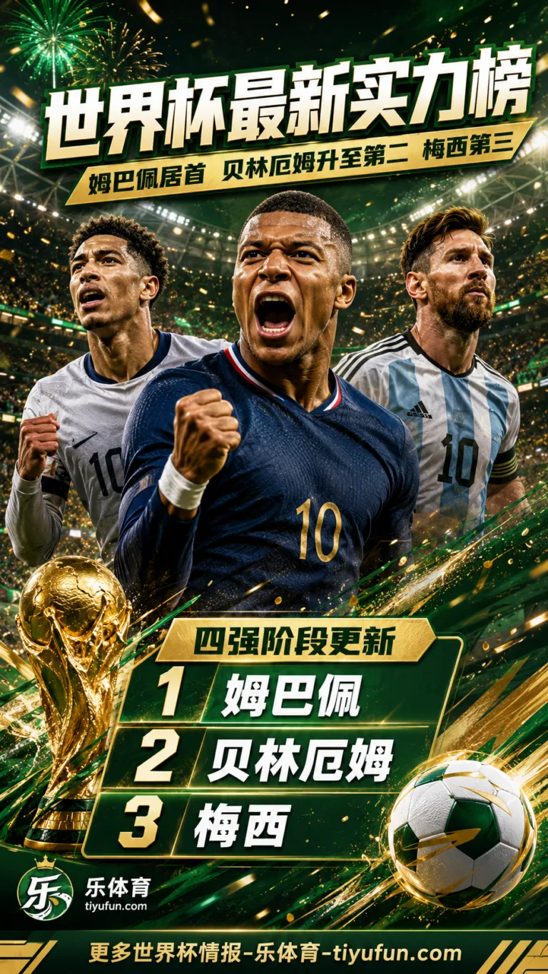 2026世界杯最新实力榜：姆巴佩居首，贝林厄姆连升4位反超梅西