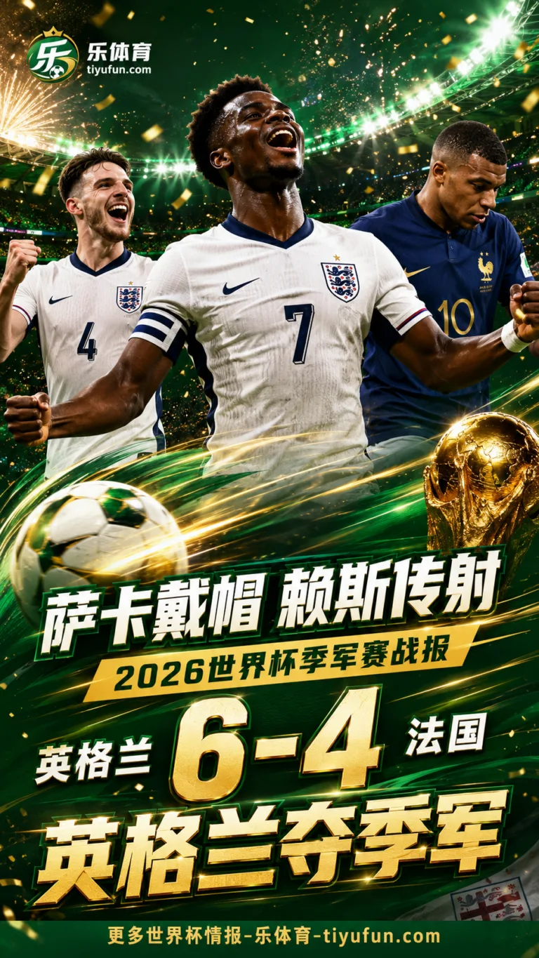 2026世界杯每日之星：萨卡戴帽、赖斯传射，英格兰6比4法国夺季军