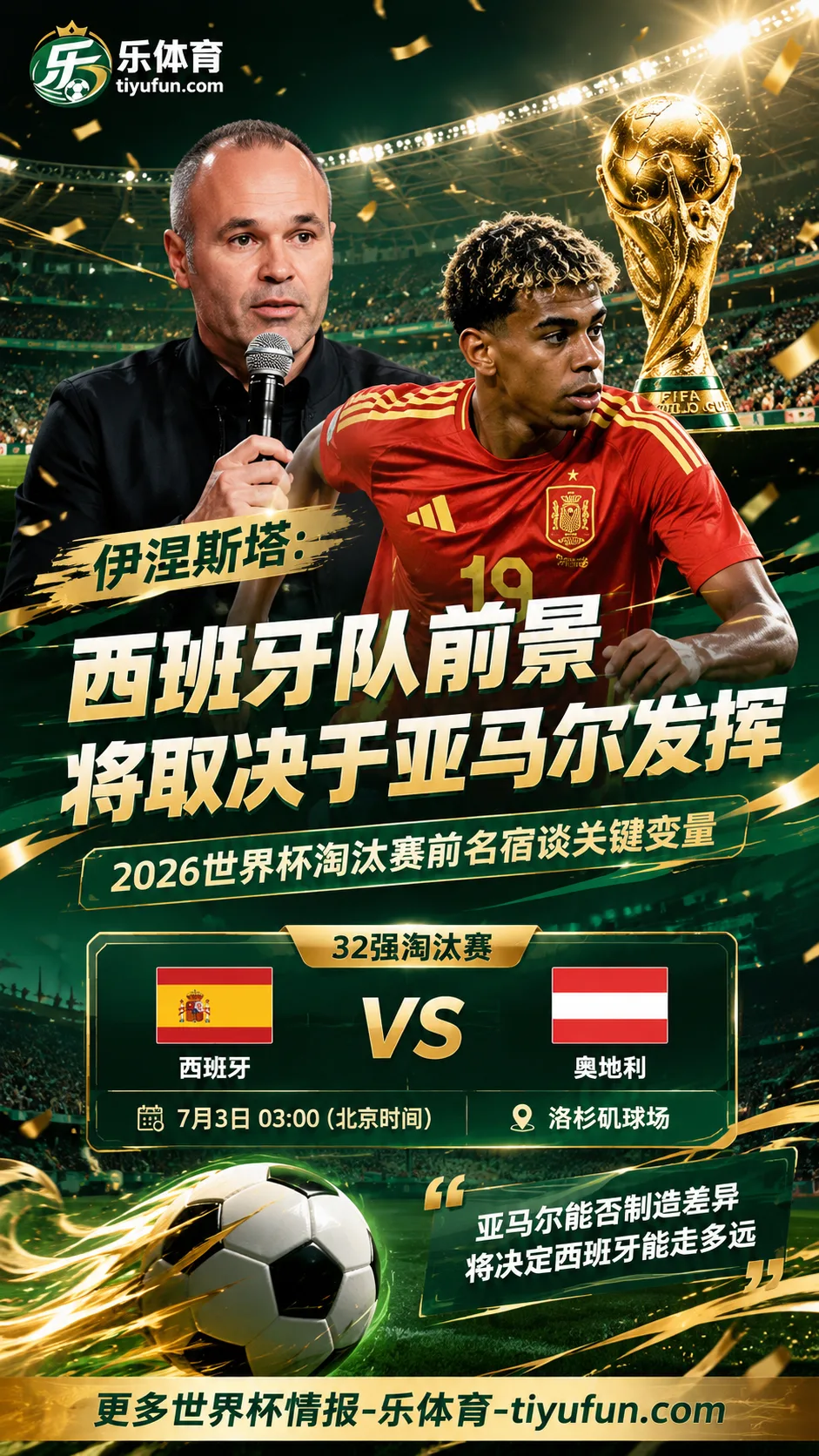 伊涅斯塔谈2026世界杯：西班牙队前景将取决于亚马尔发挥