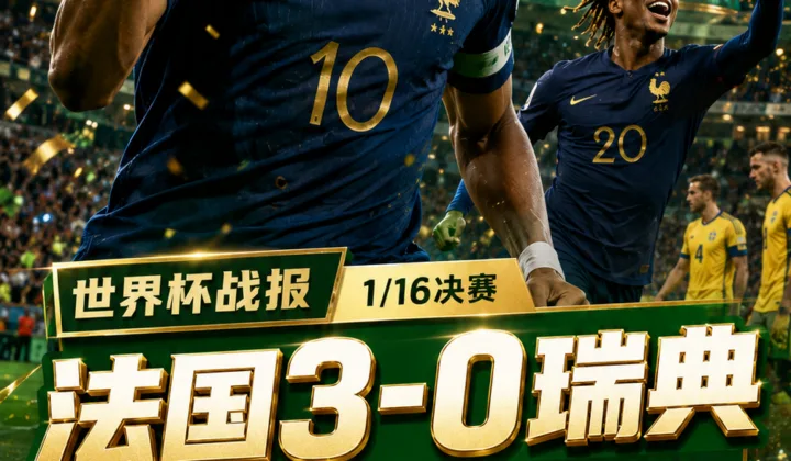 战报｜2026世界杯法国3-0瑞典，姆巴佩双响率队晋级16强