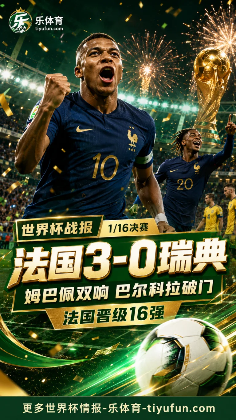 战报｜2026世界杯法国3-0瑞典，姆巴佩双响率队晋级16强