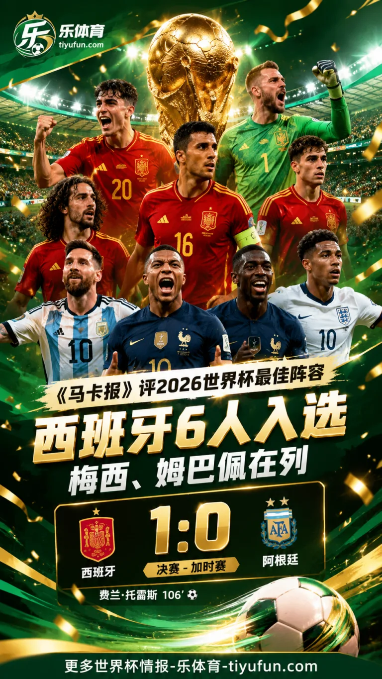 《马卡报》评2026世界杯最佳阵容：梅西、姆巴佩在列，西班牙6人入选