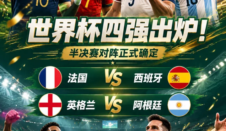 世界杯四强全部出炉：法国对阵西班牙，英格兰与阿根廷会师半决赛