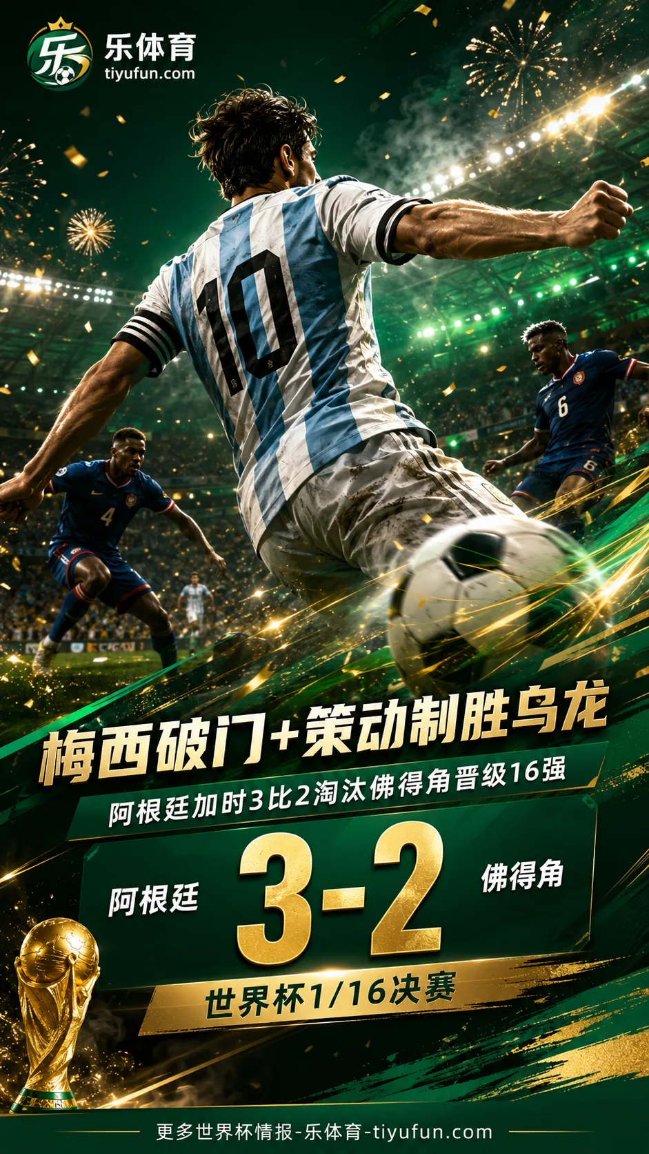 世界杯战报：梅西破门策动制胜乌龙，阿根廷加时3-2佛得角