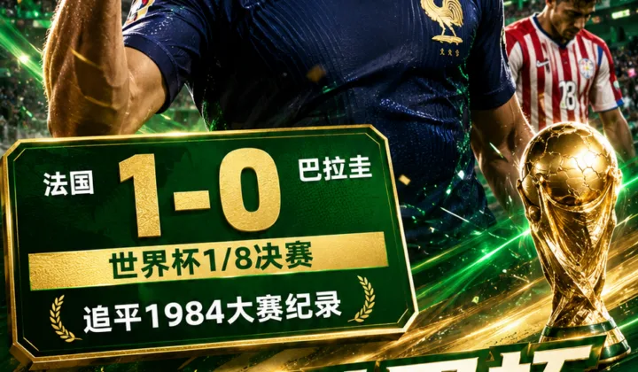 世界杯战报：法国1-0巴拉圭晋级八强，前5场全胜再现1984纪录