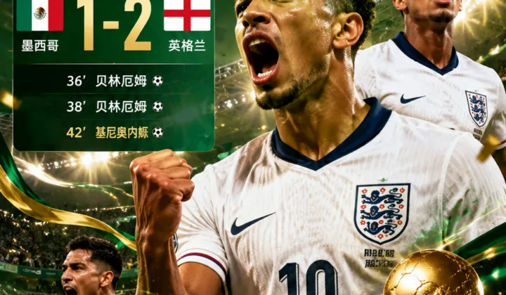 半场战报｜2026世界杯：墨西哥1-2英格兰，贝林厄姆不到2分钟连进两球