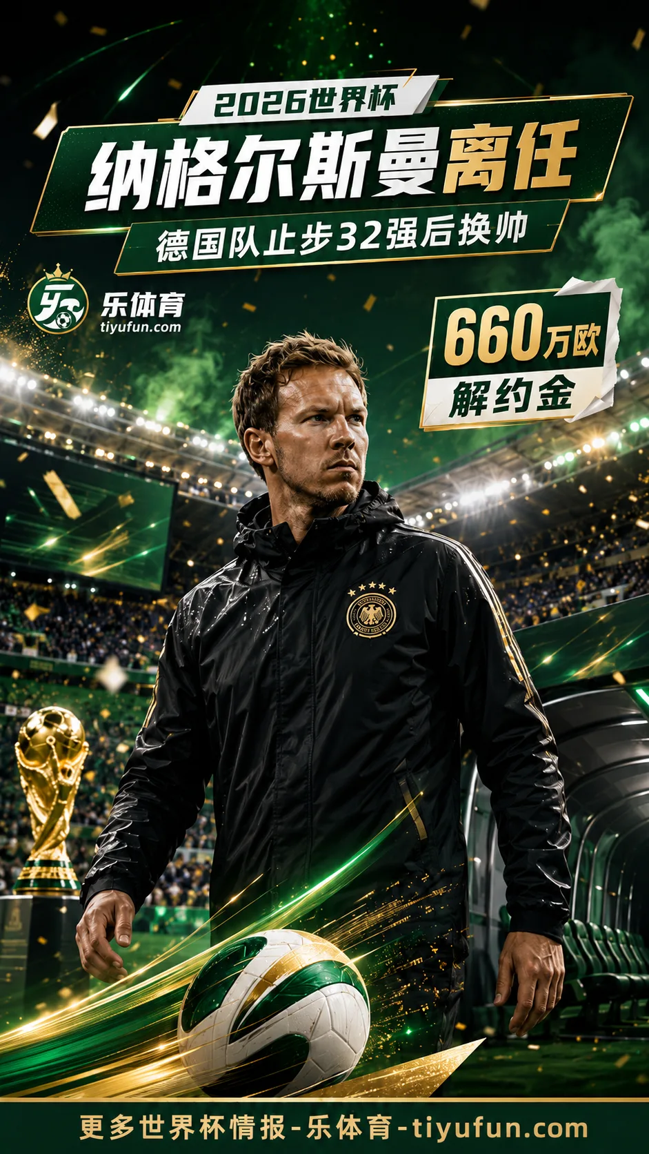 成本不低！德天空：纳格尔斯曼教练组获660万欧解约金，德国队2026世界杯出局后换帅