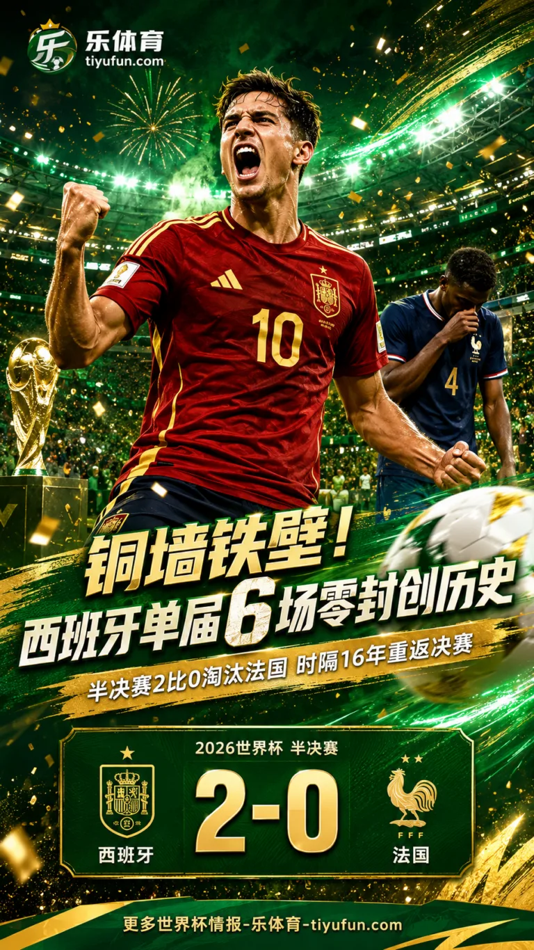 铜墙铁壁！2026世界杯战报：西班牙2比0法国，单届6场零封创历史