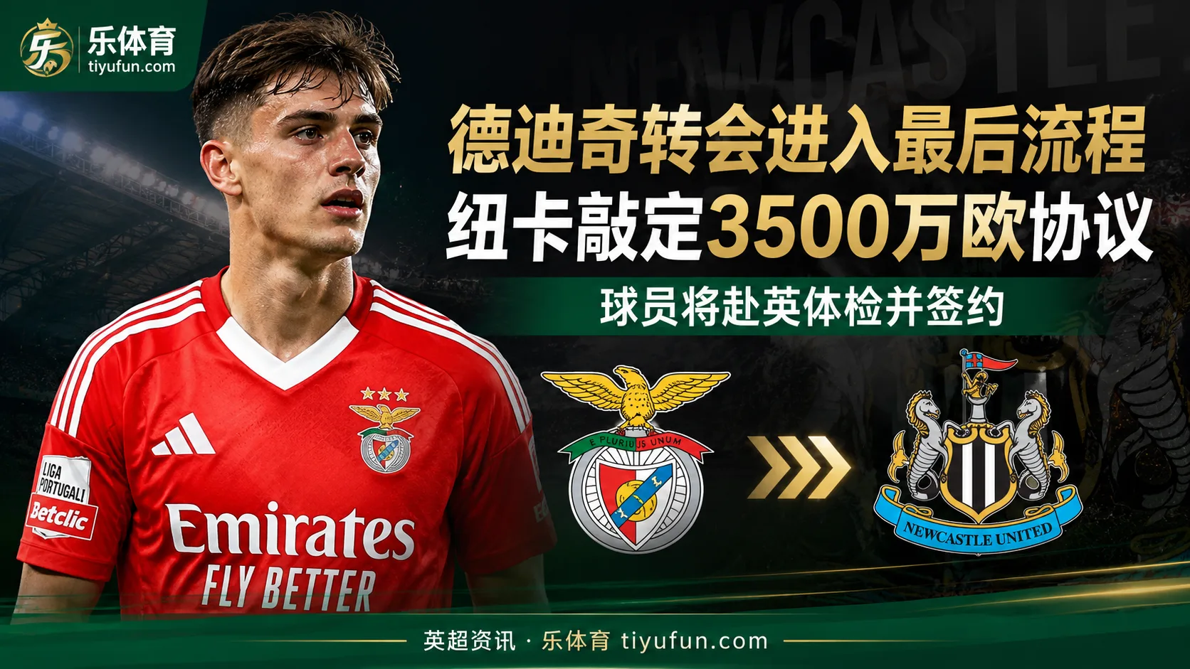 德迪奇转会进入最后流程：纽卡敲定3500万欧协议，球员将赴英体检
