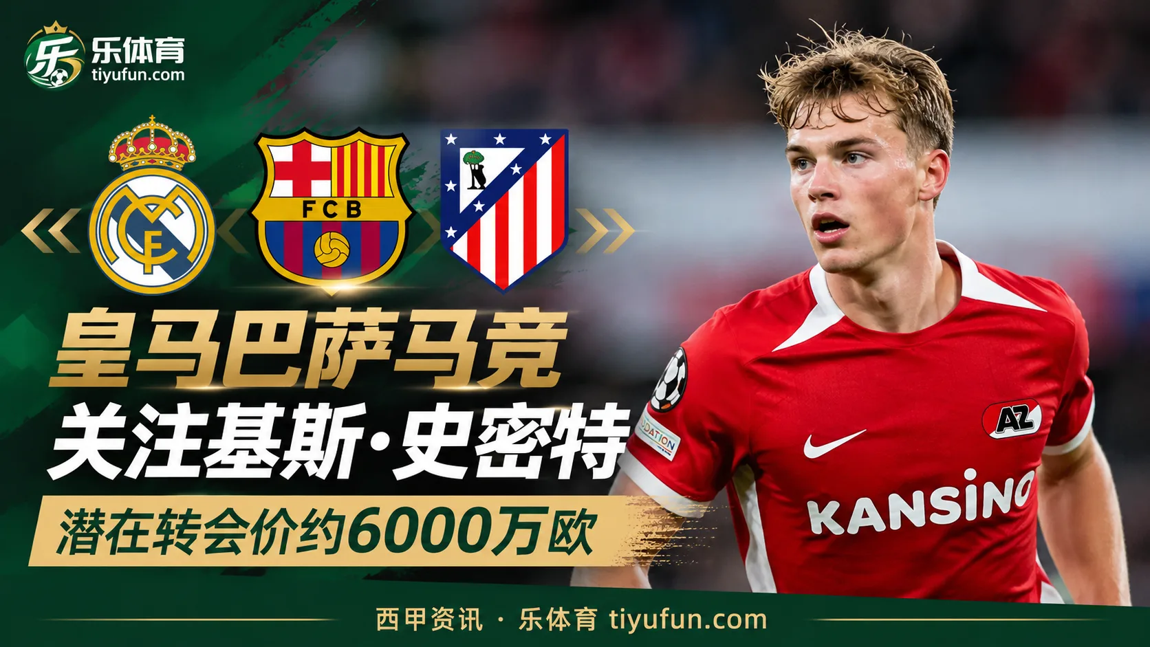 皇马巴萨马竞关注基斯·史密特，潜在转会价约6000万欧