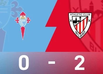 西甲战报：毕尔巴鄂竞技2-0塞尔塔，两分钟连入两球拿下赛季首胜