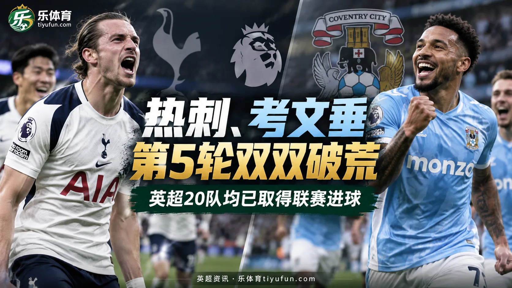热刺、考文垂第5轮双双破荒，英超20队均已取得联赛进球