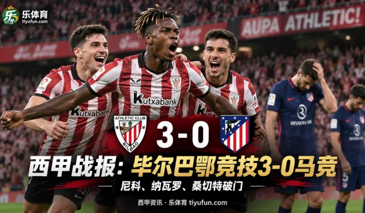 西甲战报：毕尔巴鄂竞技3-0马竞，尼科、纳瓦罗、桑切特破门
